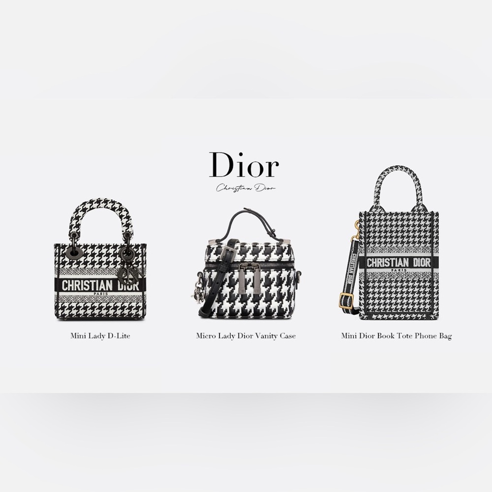 Like NEW! LADY DIOR Houndstooth Bag Micro Lady Dior Vanity Case - Picture 8 of 16